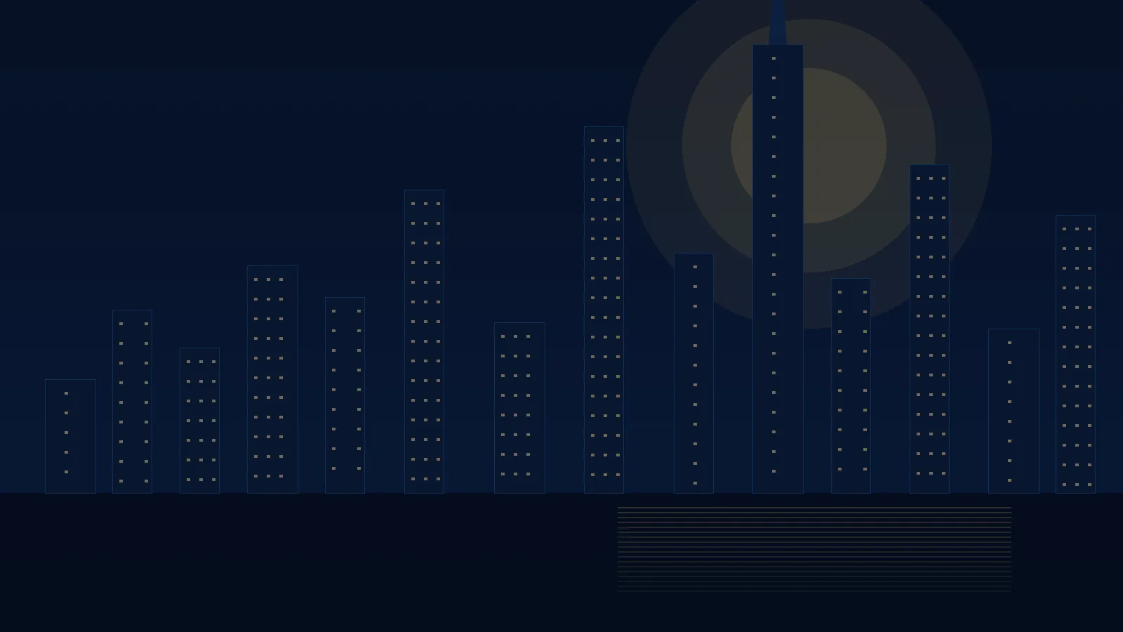 Stylized night skyline inspired by modern Dubai architecture